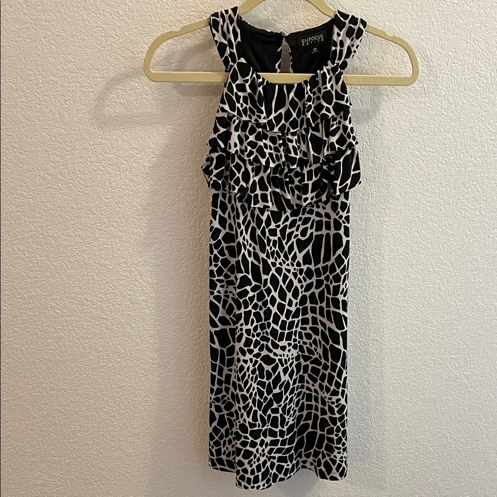 Enfocus Studio Black and White Patterned Mini Dress